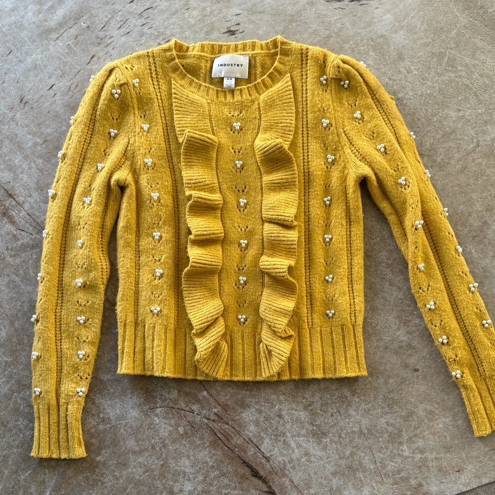 SOLD
Industry Republic Clothing Embellished Mustard Sweater with Ruffles